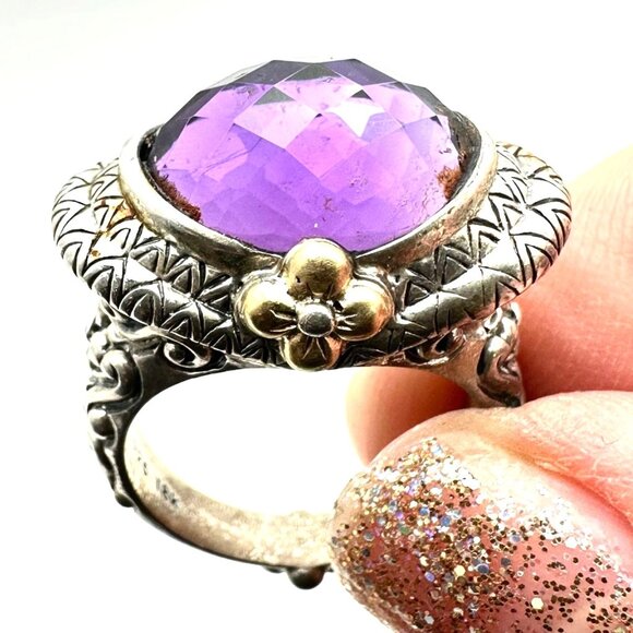 Barbara Bixby Womens Ring Sterling Silver 18K Gold Size 8 Amethyst